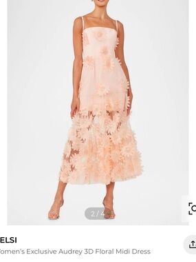 Helsi Audrey 3D Floral Midi Dress - Peach
